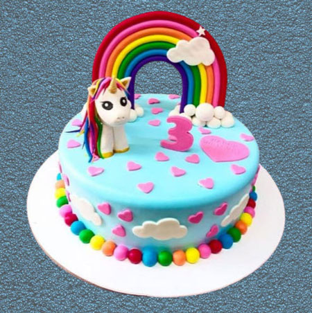 کیک با تم رنگین کمان,انواع مدل کیک با تم رنگین کمان,عکس کیک تولد دخترانه رنگین کمان